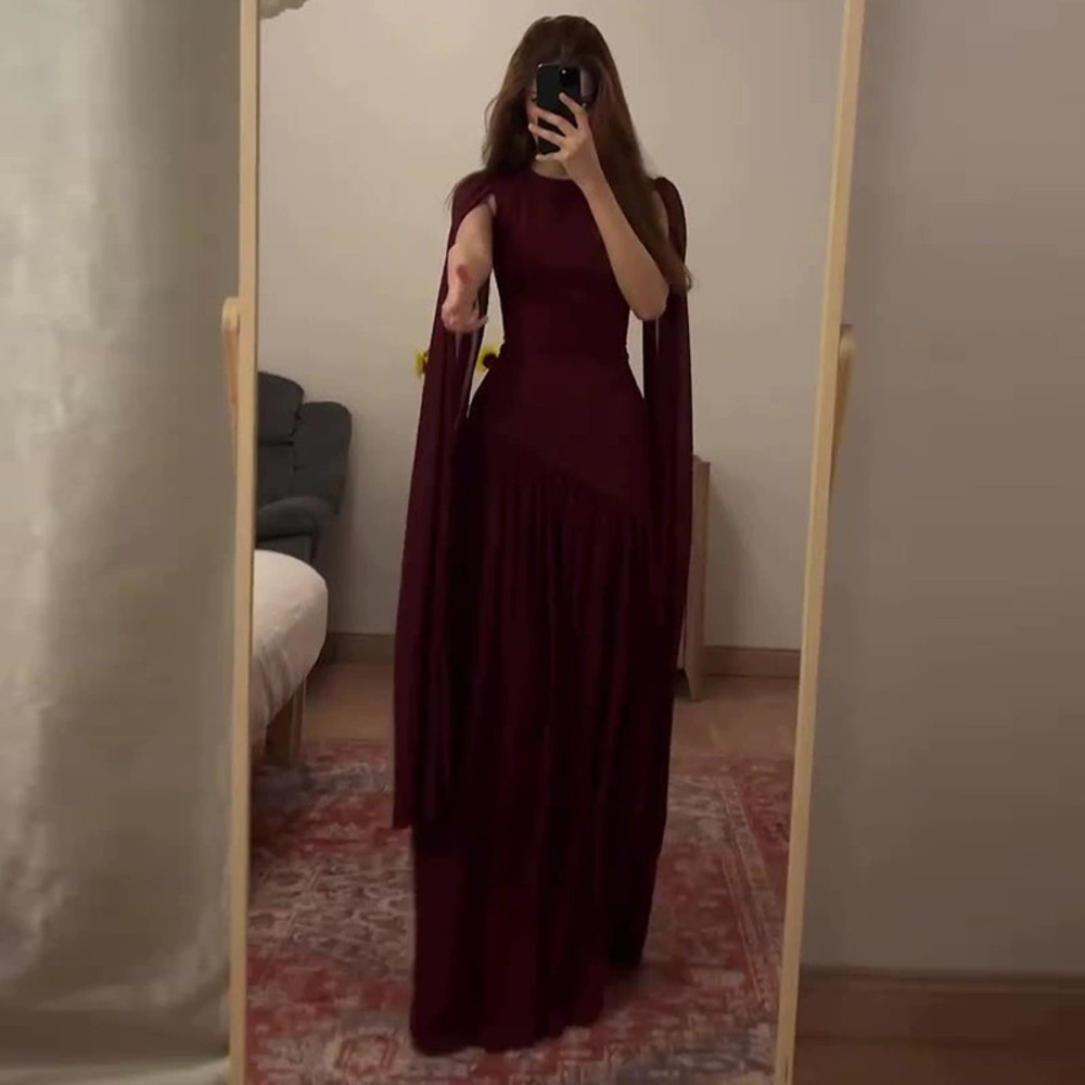 Forever 21 Summer Elegant Deep Red Sleeveless Paneled Fitted Waist Long Dress